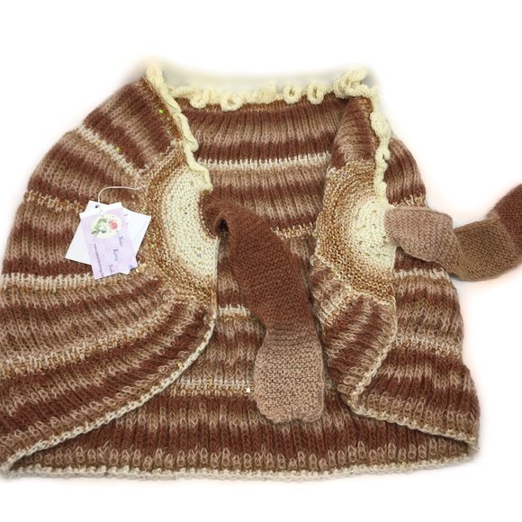 Warm 100% Alpaca Shawl Capelet for Women, Custom Knit by Nature Knitting Studio - Picture 2 of 3